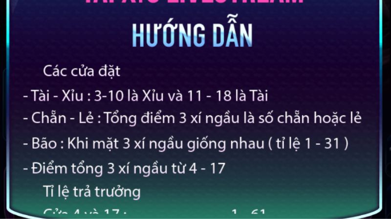 Luật chơi lắc tài xỉu trực tiếp online đơn giản